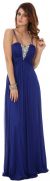 Double Spaghetti Straps Long Formal Dress with Jewels in Royal Blue
